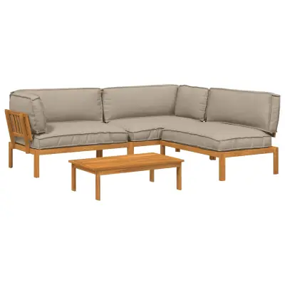 vidaXL Kavčna garnitura z blazino 4 pcs Taupe Masiven les akacije