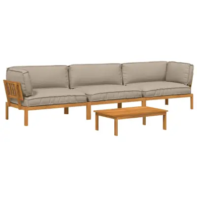 vidaXL Kavčna garnitura z blazino 4 pcs Taupe Masiven les akacije