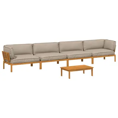 vidaXL Kavčna garnitura z blazino 5 pcs Taupe Masiven les akacije