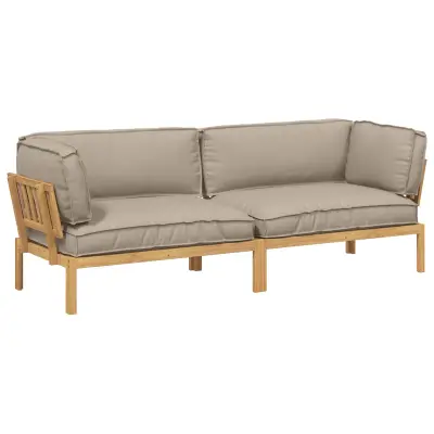 vidaXL Kavčna garnitura z blazino 2 pcs Taupe Masiven les akacije