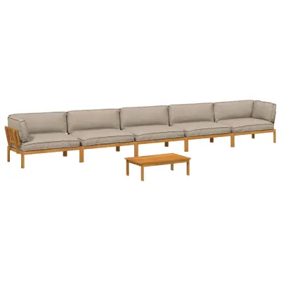 vidaXL Kavčna garnitura z blazino 6 pcs Taupe Masiven les akacije