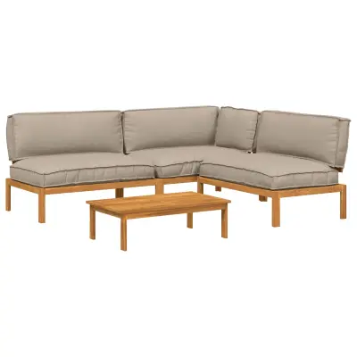 vidaXL Kavčna garnitura z blazino 4 pcs Taupe Masiven les akacije