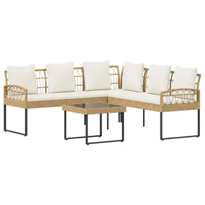 vidaXL Komplet vrtnem sedežu 2 pcs Naravna Poli ratan in jeklo