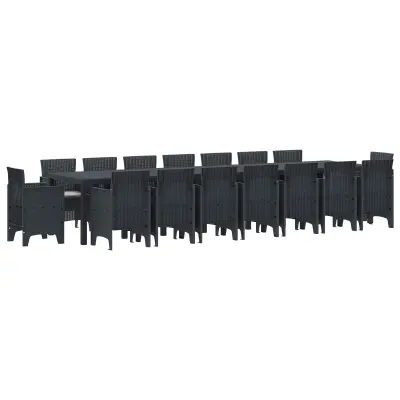 vidaXL Vrtna jedilna garnitura s blazinami 17 pcs Antracit PP