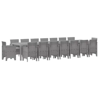 vidaXL Vrtna jedilna garnitura s blazinami 17 pcs Svetlo siva PP