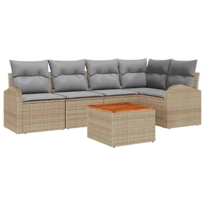 vidaXL Vrtna sedežna garnitura 6 pcs Bež in svetlo siva poli ratan