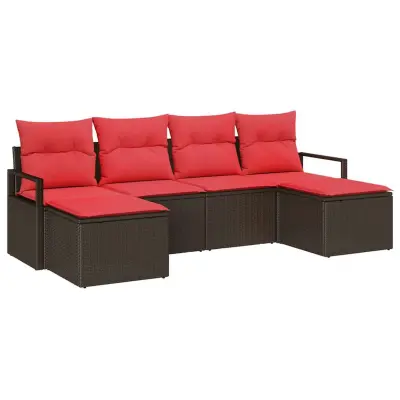 vidaXL Kavčna garnitura 6 pcs Rjava poli ratan