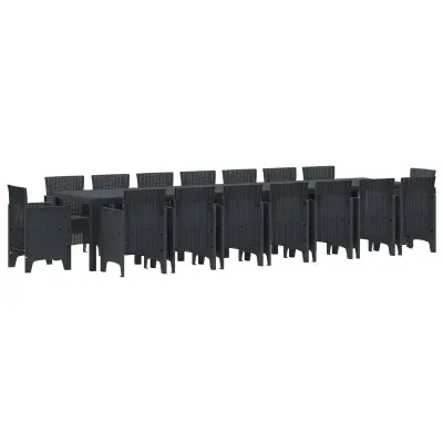 vidaXL Vrtna jedilna garnitura s blazinami 17 pcs Antracit PP