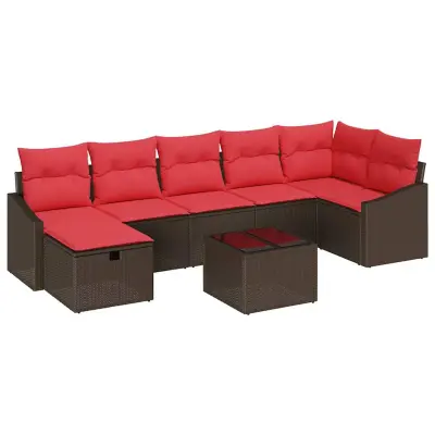 vidaXL Kavčna garnitura z blazino s shranjevanjem 8 pcs poli ratan