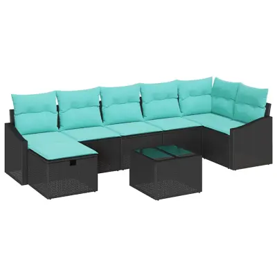 vidaXL Kavčna garnitura z blazino s shranjevanjem 8 pcs poli ratan