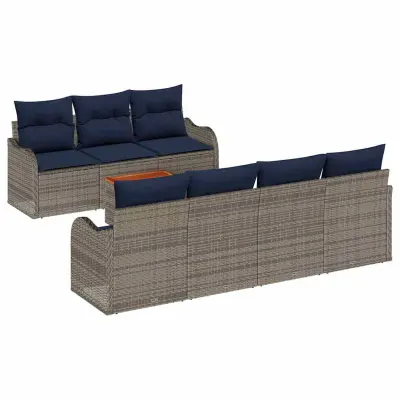 vidaXL Vrtna sedežna garnitura z blazino 8 pcs Siva poli ratan