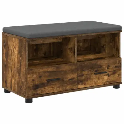 vidaXL Haldna klop z blazino s predalom Dimljeni oreh 80 x 38 x 46 cm