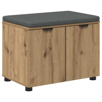 vidaXL Haldna klop z blazino z vrati Umetni hrast 60 x 38 x 46 cm