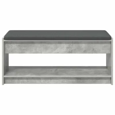 vidaXL Haldna klop z blazino s polico Betonsko siva 103 x 38 x 45 cm