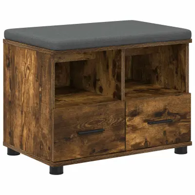 vidaXL Haldna klop z blazino s predalom Dimljeni oreh 60 x 38 x 46 cm