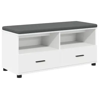 vidaXL Haldna klop z blazino s predalom Bela 100 x 38 x 46 cm