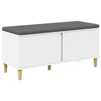 vidaXL Haldna klop z blazino s shranjevanjem Bela 100 x 38 x 46 cm