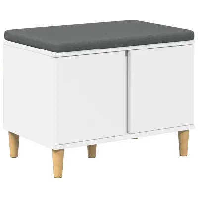 vidaXL Haldna klop z blazino s shranjevanjem Bela 60 x 38 x 46 cm