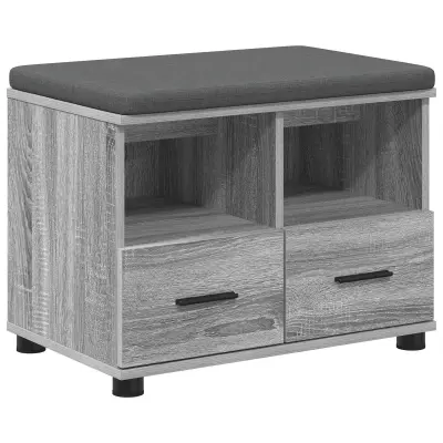 vidaXL Haldna klop z blazino s predalom Siva Sonoma 60 x 38 x 46 cm