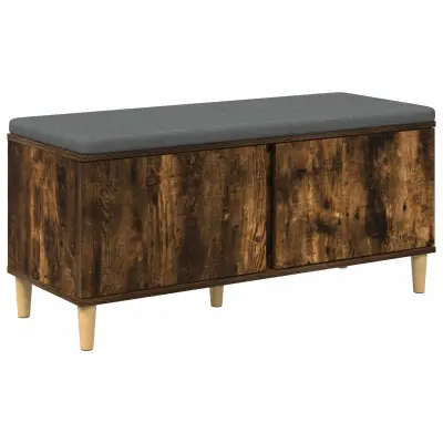 vidaXL Haldna klop z blazino z vrati Dimljeni oreh 100 x 38 x 46 cm