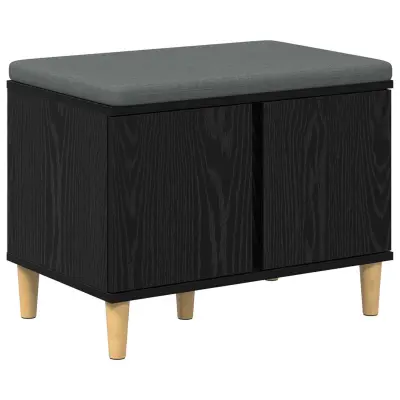 vidaXL Haldna klop z blazino z vrati Črna Orehovina 60 x 38 x 46 cm