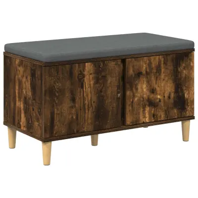 vidaXL Haldna klop z blazino z vrati Dimljeni oreh 80 x 38 x 46 cm