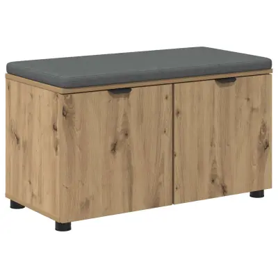 vidaXL Haldna klop z blazino z vrati Umetni hrast 80 x 46 x 46 cm