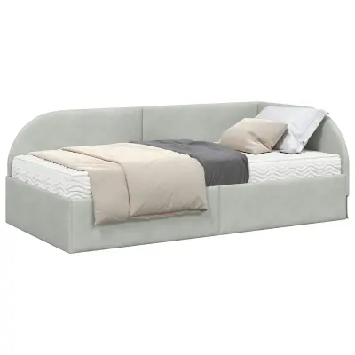 vidaXL Kotni okvir postelje z matrico 2 pcs Svetlo siva Žamet