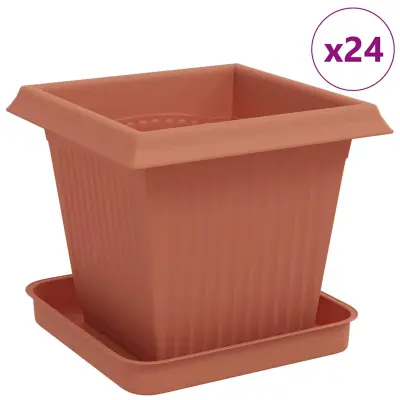 vidaXL Lončki za rastline 24 pcs Kamnito rdeča 38 x 38 x 30 cm