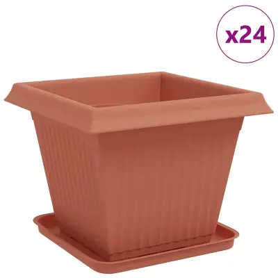 vidaXL Lončki za rastline 24 pcs Kamnito rdeča 38 x 38 x 30 cm