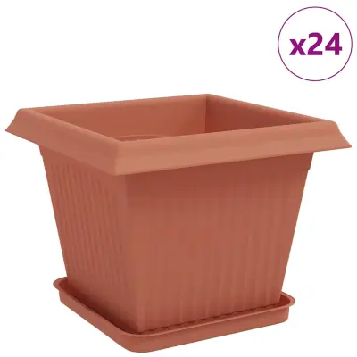 vidaXL Lončki za rastline 24 pcs Kamnito rdeča 38 x 38 x 30 cm