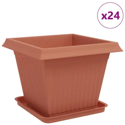 vidaXL Lončki za rastline 24 pcs Kamnito rdeča 38 x 38 x 30 cm