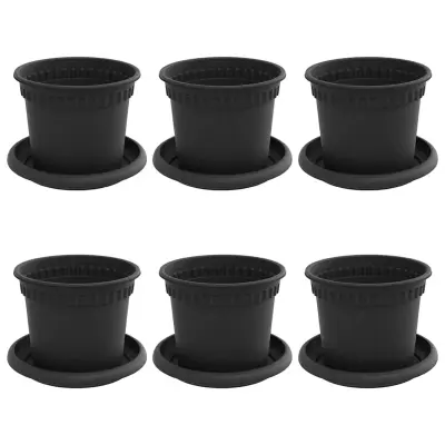 vidaXL Lončki za rastline 6 pcs Črna Ø 12,5 x 10 cm Plastika