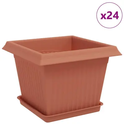 vidaXL Lončki za rastline 24 pcs Kamnito rdeča 38 x 38 x 30 cm