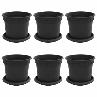 vidaXL Lončki za rastline 6 pcs Črna Ø 15 x 12 cm Plastika
