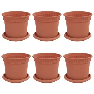 vidaXL Lončki za rastline 6 pcs Kamnito rdeča Ø 15 x 12 cm Plastika
