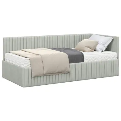 vidaXL Kotni okvir postelje z matrico 2 pcs Svetlo siva Žamet