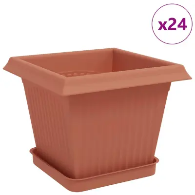 vidaXL Lončki za rastline 24 pcs Kamnito rdeča 38 x 38 x 30 cm