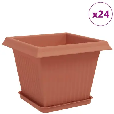 vidaXL Lončki za rastline 24 pcs Kamnito rdeča 38 x 38 x 30 cm