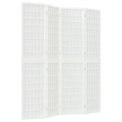 vidaXL Zložljiv 4-delni paravan japonski stil 160x170 cm bele barve