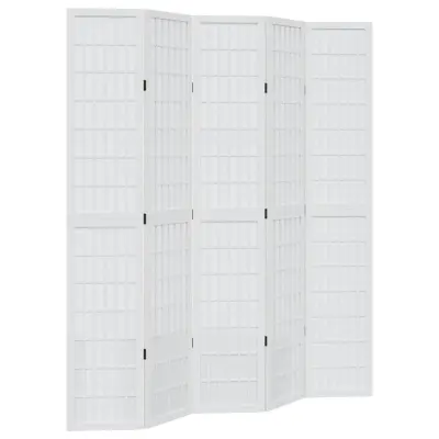 vidaXL Paravan 5-delni bel trden les pavlovnije