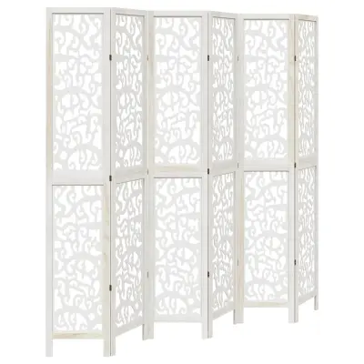 vidaXL Paravan 6-delni bel trden les pavlovnije