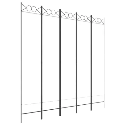 vidaXL Paravan 5-delni bel 200x200 cm blago