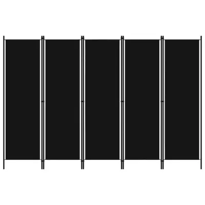 vidaXL Paravan 5-delni črn 250x180 cm