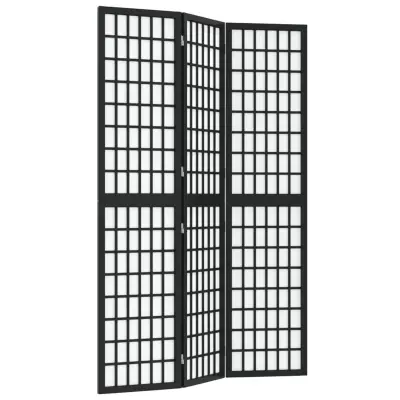 vidaXL Zložljiv 3-delni paravan japonski stil 120x170 cm črne barve