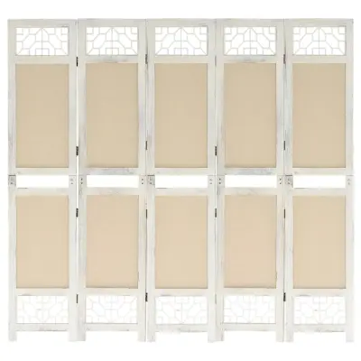 vidaXL Paravan 5-delni krem 175x165 cm blago