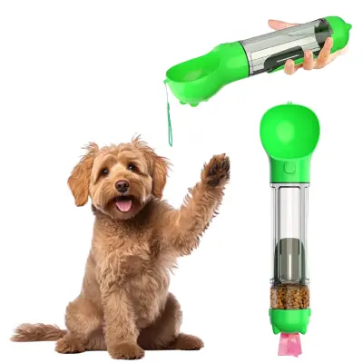 Steklenica za vodo za psa 500 ml, prenosni napajalnik s skledo in posodo za hrano za potovanja in sprehode