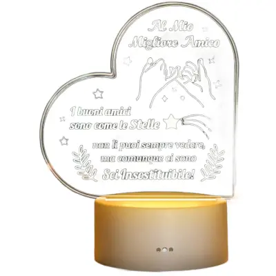 LED kipec Personalizirano darilo za prijatelja, svetleča nočna lučka, 7 barv, USB ali baterije, akril, 14,5x16,5 cm