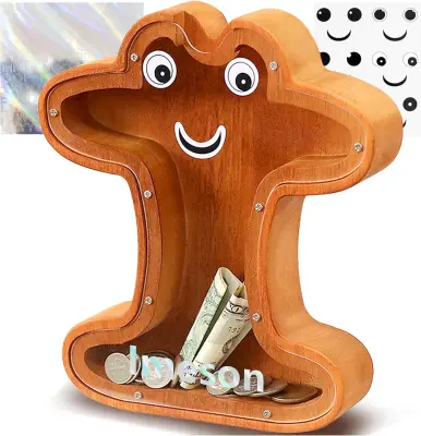 Hranilnik v obliki črke I, lesen in izobraževalen, s prozorno ploščo in nalepkami za personalizacijo, 20,5 x 4 x 23 cm