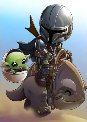 Diamantno slikanje Baby Yoda 5D DIY komplet za ustvarjanje, polni okrogli diamanti, motiv Star Wars, 30x40 cm